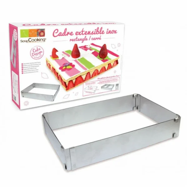 Meilleure vente 🎉 Cadre à Pâtisserie Extensible Inox Rectangle Scrapcooking ✨ 1