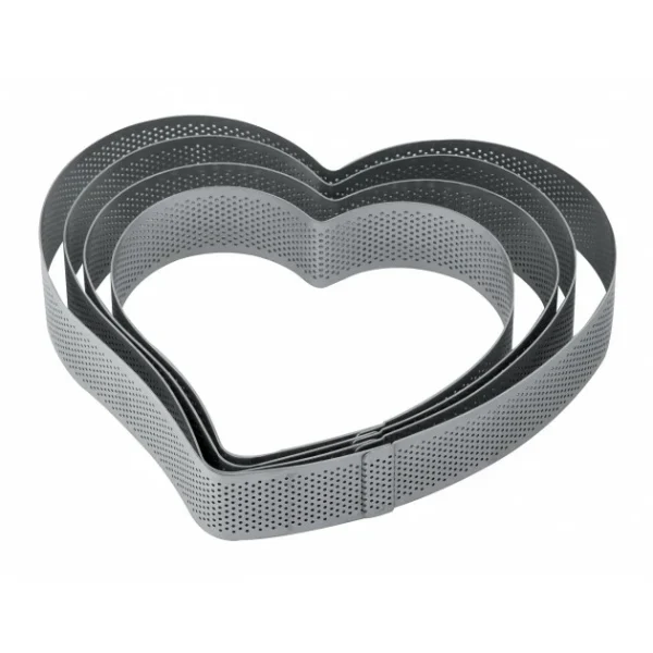 Tout neuf 🛒 Cercle à Entremets Coeur Inox Micro-perforé 18 x 17 cm x H 3,5 cm Pavoni 🤩 1