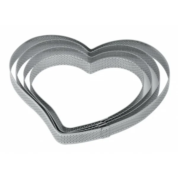 Remise 💯 Cercle à Tarte Coeur Inox Micro-perforé 16 x 15 cm x H 2 cm Pavoni 🧨 1