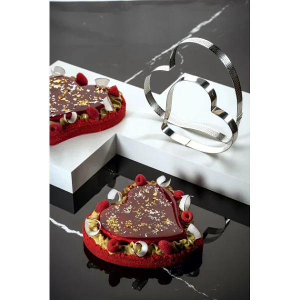 Acheter ❤️ Cercle à Tarte Coeur Inox Micro-perforé 18 x 17 cm x H 2 cm Pavoni 👏 3